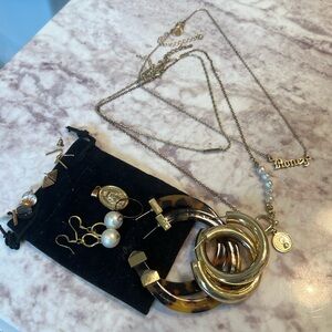 Mixed Lot of Gold Jewelry in Velvet Pouch Mystery Bag